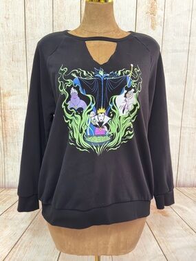 Torrid x Disney Villains Black Sweatshirt, Maleficent, Ursula, Evil Queen 2X